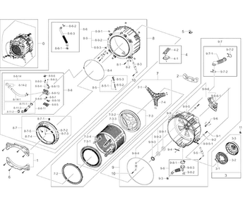 Tub & Drum Diagram and Parts List for WF457ARGSGR A2-0000 Samsung Washer