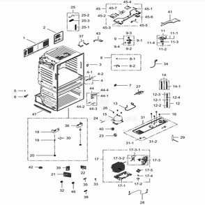 Cabinet Diagram and Parts List for RF28JBEDBSR (AA)(0007) Samsung Refrigerator