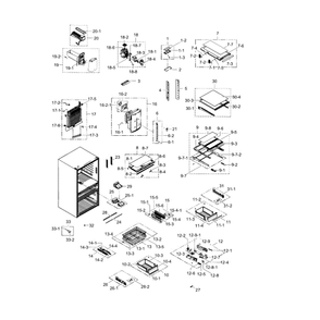 Refrigerator Diagram and Parts List for RF23HSESBSR AA-0000 Samsung Refrigerator