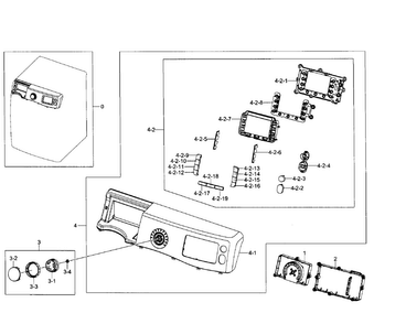 Control Panel Diagram and Parts List for WF520ABW XAA-0006 Samsung Washer