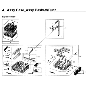Basket And Duct Diagram and Parts List for DW80J7550UG AA-02 Samsung Dishwasher