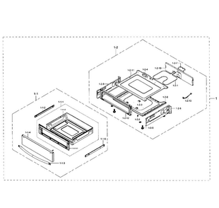 Drawer Section Diagram and Parts List for NE59J7650WS AA-00 Samsung Range