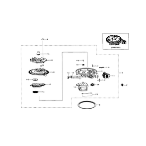 Sump Diagram and Parts List for DW80F600UTW AA-01 Samsung Dishwasher