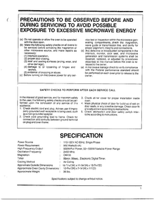 Precautions/specification Diagram and Parts List for MW4530U XAA Samsung Microwave