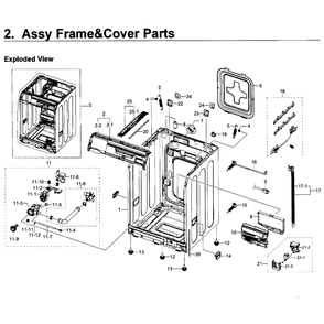 Frame And Cover Diagram and Parts List for WF419AAW XAA-01 Samsung Washer