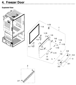 Freezer Door Diagram and Parts List for RF28HDEDPWW AA-08 Samsung Refrigerator
