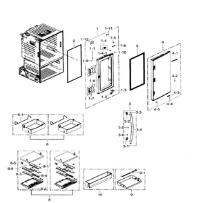Door Right Diagram and Parts List for RF30HDEDTSR AA-06 Samsung Refrigerator