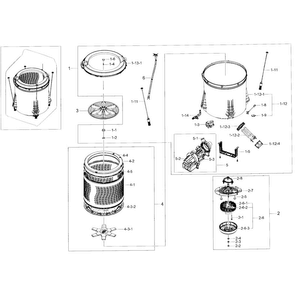 Tub Assy Diagram and Parts List for WA50F9A7DSW A2-0001 Samsung Washer