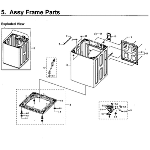 Frame Assembly Diagram and Parts List for WA45M7050AW A4-0000 Samsung Washer