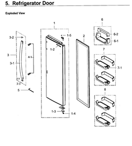 Fridge Door Diagram and Parts List for RS25H5121SR AA-0001 Samsung Refrigerator