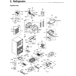 Fridge Diagram and Parts List for RF23M8070SR AA-0000 Samsung Refrigerator