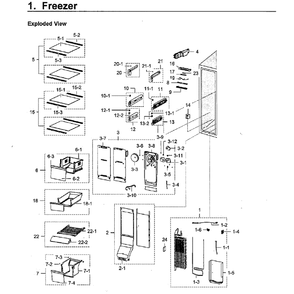 Freezer Diagram and Parts List for RH22H9010SR AA-0000 Samsung Refrigerator