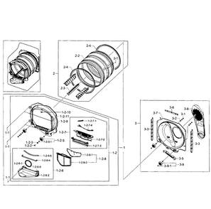 Drum Assy Diagram and Parts List for DV400EWHDWR AA-0001 Samsung Dryer