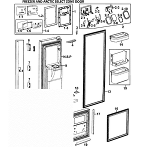 Left Doors Diagram and Parts List for RM255LASH XAA-00 Samsung Refrigerator