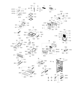 Refrigerator Diagram and Parts List for RFG238AARS XAA-0000 Samsung Refrigerator