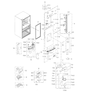 Fridge Door L Diagram and Parts List for RF31FMESBSR AA-07 Samsung Refrigerator
