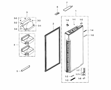Fridge Door R Diagram and Parts List for RF34H9960S4 AA-0004 Samsung Refrigerator