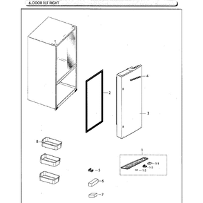 Door-Ref R Diagram and Parts List for RF260BEAESG AA-0002 Samsung Refrigerator