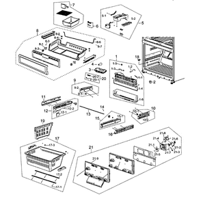 Freezer Diagram and Parts List for RF263AEBP XAA-00 Samsung Refrigerator