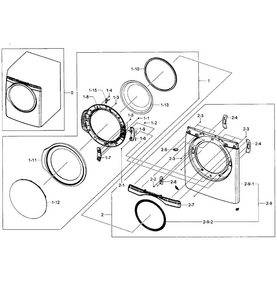 Front/door Assy Diagram and Parts List for DV393GTPAWR A1-0002 Samsung Dryer