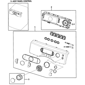 Control Panel Diagram and Parts List for DV338AGB XAA-0000 Samsung Dryer