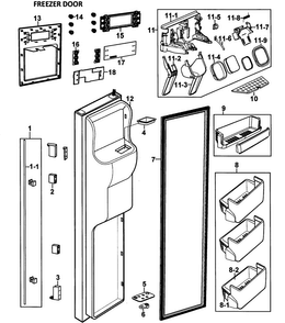 Left Door Diagram and Parts List for RS267LABB XAA-0000 Samsung Refrigerator