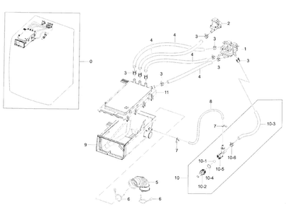 Drawer Housing Diagram and Parts List for WF42H5000AW A2-0001 Samsung Washer