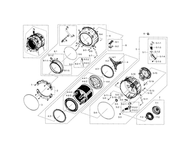 Tub & Drum Diagram and Parts List for WF448AAP XAA-0008 Samsung Washer