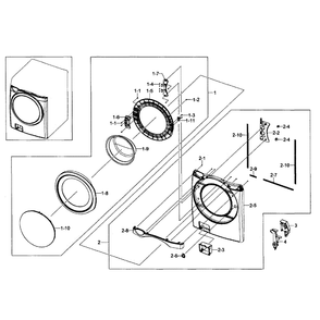 Front / Door Assembly Diagram and Parts List for WF511ABW XAA-03 Samsung Washer