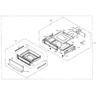 Drawer Section Diagram and Parts List for NE59J7650WS AA-0003 Samsung Range