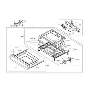 Drawer Assembly Diagram and Parts List for NX58F5700WS AA-0001 Samsung Range