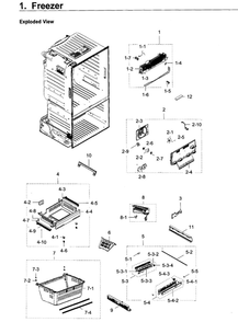 Freezer / Icemaker Diagram and Parts List for RF28HDEDPWW AA-07 Samsung Refrigerator