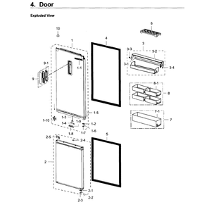 Door Diagram and Parts List for RB12J8896S4 AA-01 Samsung Refrigerator