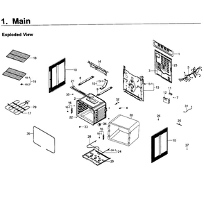 Main Assembly Diagram and Parts List for NE59K3310SW AA-0000 Samsung Range
