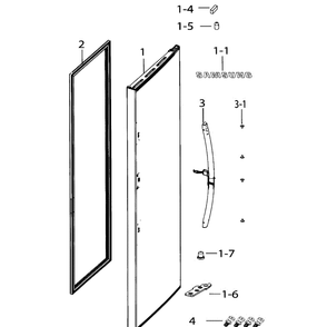 Right Door Out Diagram and Parts List for RH25H5611BC AA-01 Samsung Refrigerator