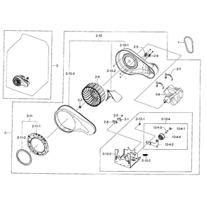 Motor Duct Diagram and Parts List for DV50F9A7EVW A2-0000 Samsung Dryer