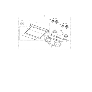 Cooktop Diagram and Parts List for NE595R0ABSR AA-0000 Samsung Range