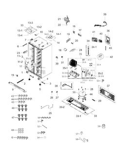 Cabinet Diagram and Parts List for RH25H5611WW AA-0002 Samsung Refrigerator