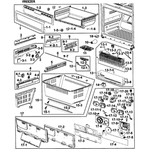 Freezer Diagram and Parts List for RF26VABWP XAA-0000 Samsung Refrigerator