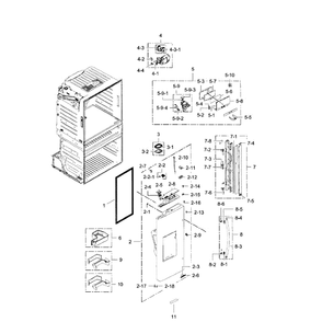 Fridge Door L Diagram and Parts List for RF28HMEDBSR AA-0009 Samsung Refrigerator