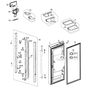 Left Door Diagram and Parts List for RF268ACBP XAA-00 Samsung Refrigerator