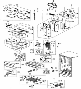 Refrigerator Diagram and Parts List for RF266AZBP XAA-0000 Samsung Refrigerator