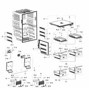 Freezer Diagram and Parts List for RF32FMQDBSR AA-0008 Samsung Refrigerator