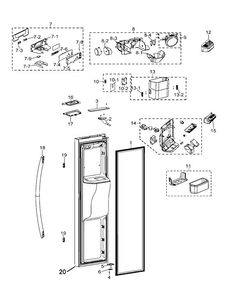 Freezer Door Diagram and Parts List for RSG257AARS XAA-0000 Samsung Refrigerator