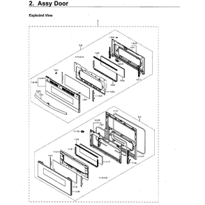 Door Diagram and Parts List for NE59M6850SG AA-01 Samsung Range