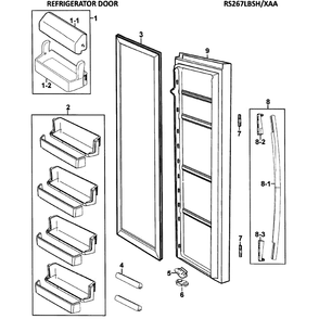 Right Door Diagram and Parts List for RS267LBSH XAA-0000 Samsung Refrigerator