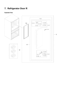 Right Refrigerator Door Parts Diagram and Parts List for RF28HMEDBSR AA-0009 Samsung Refrigerator