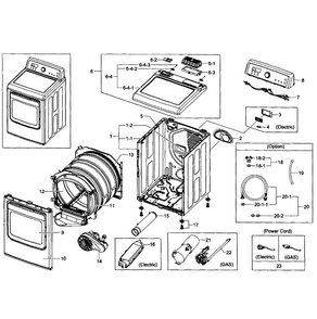Main Assy Diagram and Parts List for DV484GTHASU A1-0001 Samsung Dryer