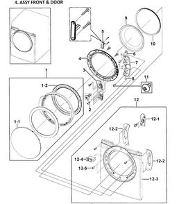 Part Location Diagram of DC97-10353G Samsung Assembly FRAME FRONT;-,DV218