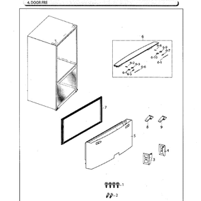 Freezer Door Diagram and Parts List for RF261BEAESG AA-02 Samsung Refrigerator